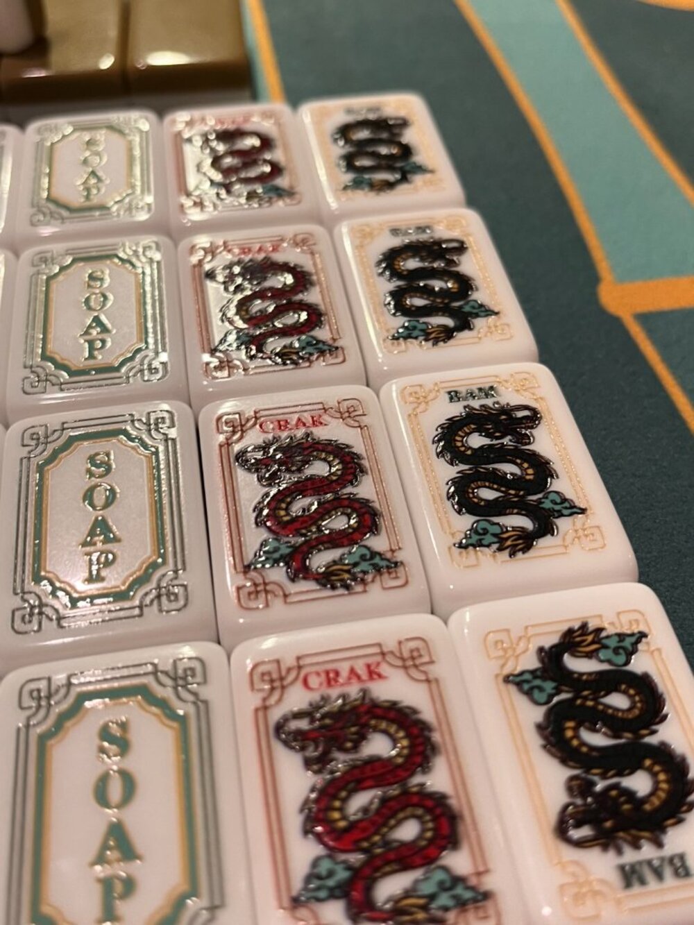 Designer Inspired American Mahjong Set - Tiles, Mat, Dice with Koi Cranes - Picture 8 of 17